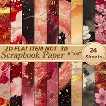 24 Sheets 6X6 Inch Chinese Style Dragon & Cherry Blossom Decorative Paper, Red & Gold Dragon Pattern New Chinese Style Scrapbooking Collage DIY Handmade Material Paper, Suitable For Scrapbooks, Bullet Journals, Greeting Cards, Gift Wrapping - Square - View 8
