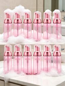 1/3/8/12pcs 60ml/2oz Small Mousse Foam Soap Dispenser, Transparent Plastic Soap Dispenser, Mini Empty Refillable Pump Container, Suitable For Face Wash, Eyelash Wash, Hair Wash, Skincare (Pink), Perfume Refillable Bottle, Travel Bottles - View 3