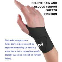 2pcs Soft Adjustable Wrist Braces For 6-8.3 Inch Wrist Circumference, High Elasticity Skin-Friendly Fabric Compression Wrist Support Band, Black Minimalist Full Coverage Design With Secure Thumb Loop And Reusable Hook And Loop Fastener, Even Pressure Fit To Wrist Contour - Multicolor - View 5
