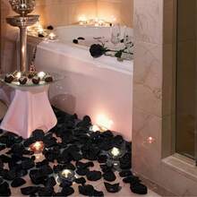 Pétalos de rosa negra, decoración romántica para propuesta de boda, centro de mesa para cena de niña de las flores, fiesta de baby shower, rosa, decoración de fiesta y vacaciones, otoño, decoración de Halloween, decoración de Navidad, regalo para dama de honor, decoración de habitación, decoración artificial de Halloween/Navidad - Negro - Ver 3