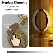 Nordic Modern Minimalist Creative Romantic Crystal Table Lamp, USB Rechargeable Touch Switch, Three-Color Stepless Dimming Function, Suitable For Bedroom, Living Room And Home Decor - Multicolor - View 5