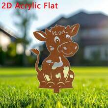 2D Flat, 1pc, Farm Cow Acrylic Garden Decor | Freestanding Outdoor Decoration, Acrylic Ground Stake, Perfect For Flower Pots, Lawns, Balconies And Backyards, Ideal Gift For Housewarming Or Friends And Family - B - View 5