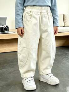 Boys' Toddler Autumn Loose Fit Soft Cotton Casual Long Pants, Suitable For Daily, Home And Outdoor Wear - Apricot - View 6