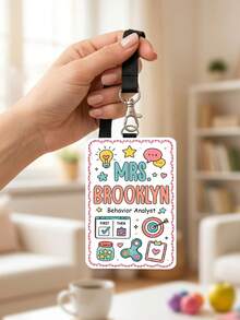 1pc Custom Behavior Analyst Badge Reel & ID Card Holder,Therapy Staff Luggage Tag Set,Special Education Teacher Gift,ABA Therapist School ID Accessory - Multicolor - View 9