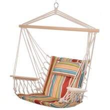 Hanging Chair With Cushion And Crossbar, Easily Portable, Easy To Pack, Load Capacity Up To 100 Kg, Multicoloured For Garden & Balcony - Multicolor - View 4