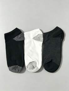 Chaussettes courtes basiques d'extérieur décontractées noires, blanches et grises, avec orteil et talon renforcés pour une durabilité accrue, haute élasticité et s'adaptant à la forme du pied pour éviter le glissement, légères et respirantes, idéales pour la randonnée, la marche, le travail en extérieur et les déplacements - Multicolore - Voir 4