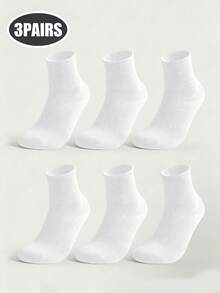 Men's Plus Size Loose Cuff Mid-Calf Cotton Socks, High Elasticity Non-Binding, Suitable For Swollen Feet, Black White Grey Solid Color All-Season Casual Socks - Multicolor - View 12