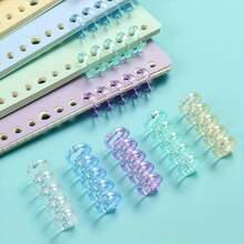 5-Hole Transparent Plastic Loose-Leaf Binding Rings, Multi-Color Random Shipment, Open-Close Detachable Design, Easy To Assemble And Disassemble, Can Freely Add Or Remove Loose-Leaf Pages; Smooth And Durable Material, Firmly Holds Paper Without Falling Apart, Suitable For Various Loose-Leaf Paper, Notebooks, Memo Pads, Ideal For Office Organization, Handmade DIY, Student Stationery Simple Binding Tool. - Multiple Styles - View 7
