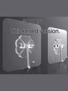 Transparent Strong Adhesive Hooks, No Drilling Required, Non-Damaging Hooks, Strong Adhesiveness, Removable, Transparent, Waterproof, Rust-Proof. Suitable For Hanging Clothes, Hats, Tableware, Shoes, Accessories, Kitchen Utensils, Bags, Etc. Applicable For Kitchen, Bathroom, Living Room, Bedroom Walls. Multi-Functional Hanging Hooks Storage Rack, Suitable For Home, Walls, Doors, Cabinets, Etc. Summer - Multicolor - View 17