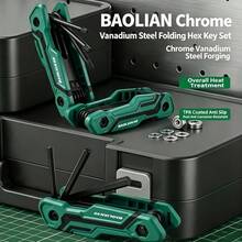 High Hardness Vanadium Steel Folding Hex Key Wrench, Metric & Imperial Socket With Hook, Home, Auto, Bicycle Repair Tool, Includes Reflective Stickers For Night Riding - 8-in-1 - View 6