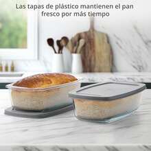 2er-Pack rechteckige Glasbackformen (1,8 l) mit luftdichtem Kunststoffdeckel und Griffen – Antihaft-Backform für Backofen, Mikrowelle, Gefrierschrank und Spülmaschine - Übersicht 4