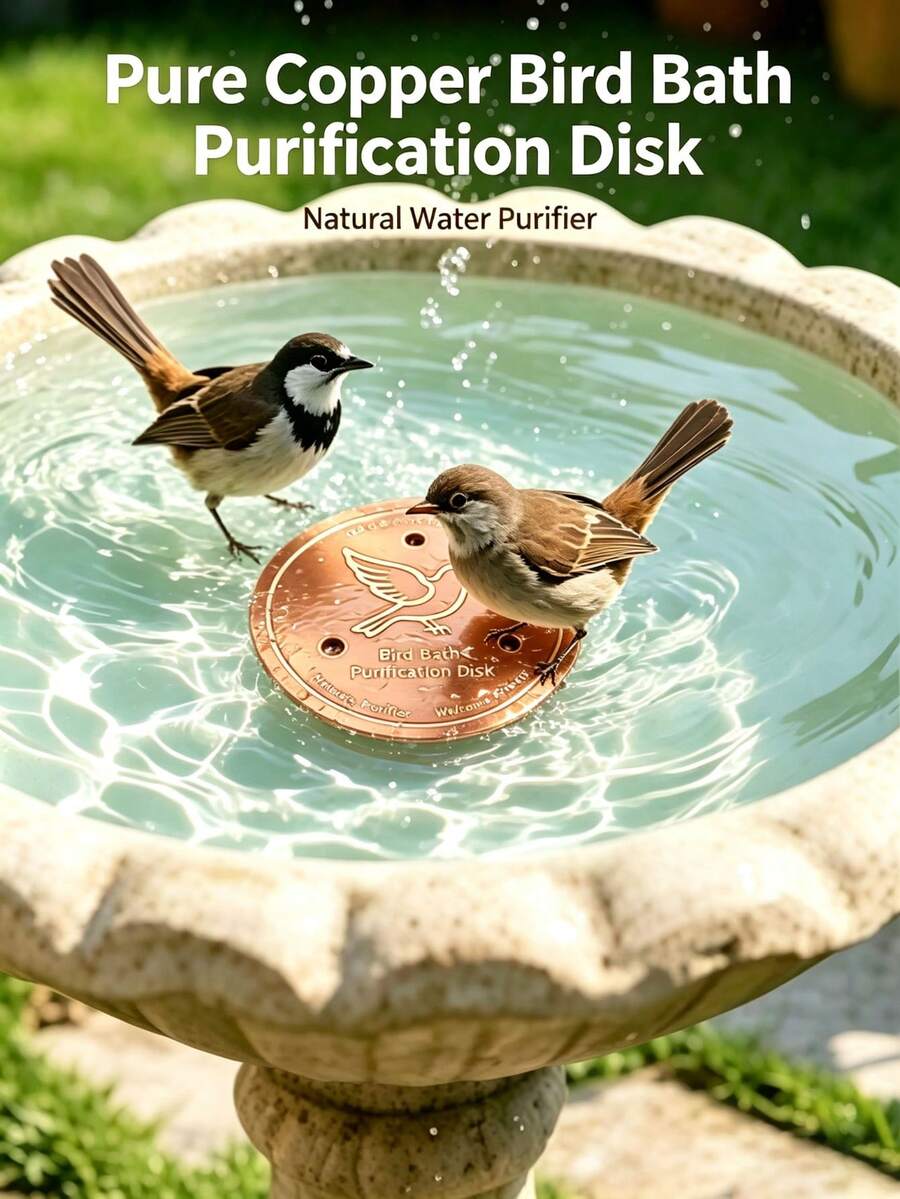 1pc Outdoor Pure Copper Bird Bath - Natural Pond Purification System With 3-Point Stable Base, Made Of Durable 0.6mm Copper For Water Disinfection, Suitable For Ponds Or Water Features (Applicable To Swimming Pools And Fountains)