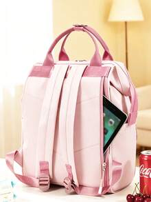 1 pieza Bolsa multiusos para mamá, bolso tote y mochila de gran capacidad. Esencial unisex para uso diario, compras y viajes. - Rosa - Ver 7