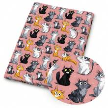 1pc Roll Pre-Cut Whimsical Cat Print Fabric Suitable For DIY Sewing, Scrapbooking, Tablecloths & Crafts - Cute Kitten Pattern With Kitten Illustrations, Hand Washable Polyester Cloth For Table Coverings, Dressmaking, Blankets - Cat - View 12
