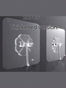 Transparent Strong Adhesive Hooks, No Drilling Required, Non-Damaging Hooks, Strong Adhesiveness, Removable, Transparent, Waterproof, Rust-Proof. Suitable For Hanging Clothes, Hats, Tableware, Shoes, Accessories, Kitchen Utensils, Bags, Etc. Applicable For Kitchen, Bathroom, Living Room, Bedroom Walls. Multi-Functional Hanging Hooks Storage Rack, Suitable For Home, Walls, Doors, Cabinets, Etc. Summer - Multicolor - View 18