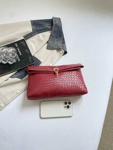 Casual Women's Clutch Bag, New Niche Design, Fashion Minimalist Envelope Bag - 紅色 - 查看 3