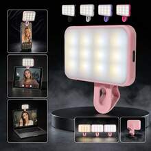 1pc LED Selfie Fill Light, Portable Mini Clip-On Fill Light, Suitable For Phone And Computer, Makeup, Zoom Meetings, Live Streaming, Vlog, Perfect Selfie And Video Call, 150mAh - Square - View 2