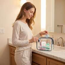 Dental Supplies Letter Print PVC Makeup Bag, Zipper Sealed PVC Travel Storage Bag, Cosmetic And Toiletry Bag, Suitable For Adults, Portable Makeup Box, Ideal Gift For Mothers, Teachers, Nurses, Suitable For Office, School, Travel,Bedroom Room Decor,Back To School - Multicolor 02 - View 3