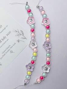 2pcs Cave Shoe Accessories, Candy Frosted Round Bead Chain, Colorful Pearl Chain, Leather Strap Aluminum Chain - Multicolor - View 3