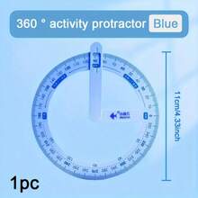 1pc-Minifish 360° Movable Protractor, Transparent Angle Measuring Tool With Rotating Arm, Suitable For Students, Teachers, Classroom, Geometry, Drafting, Plastic Protractor, Blue And Pink - View 3