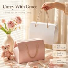 10 Buah Kotak Hadiah Berbentuk Rumah dengan Pegangan Tali, Kotak Suvenir Kreatif, Kotak Hadiah Pesta Ulang Tahun, Kotak Kosong untuk Kemasan Ritel Usaha Kecil - Kotak hadiah dengan tali - View 1