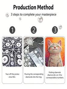 1 Set Pearl Painting - Smiling Kitten, Frameless DIY Diamond Painting Kit, Includes Pearls, Perfect For Bedroom Decor, Living Room Decor, Room Decor And Art Exhibition, Birthday Gift - A - View 4