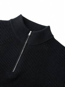 GRDR Men's Casual Long Sleeve Zip-Up Cardigan Sweater, Versatile Everyday Wear Knit Sweater - Black - View 7