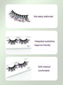 1 Pair 3D Colorful Shiny False Eyelashes, Natural-Looking Full Lash Strip, Voluminous Curly Soft Comfortable Eyelashes, Gold And Silver Fake Lashes For Halloween, Holiday, Party, Stage And Gathering - Multicolor - View 5