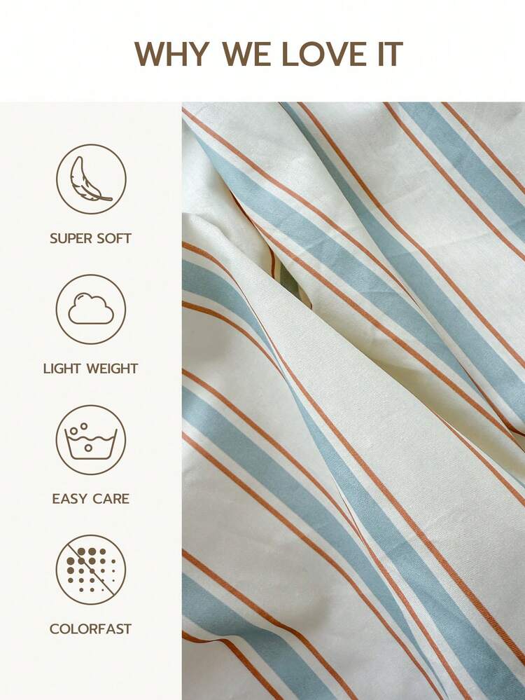 1pc 100% Pure Cotton Pillowcase, Soft And Comfortable, Envelope Style, Minimalist Design, Bedroom Decor - Multicolor - View 2
