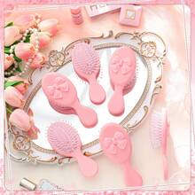 1pc New Elastic Curly Hair Styling Massage Comb, Made Of Wheat Straw, With Arched Leopard Print Pattern, Available In Black And Pink, Suitable For Home Use, Can Style Big Wave Hairstyles, Expandable Comb, Easy To Use, Suitable For Wedding Bride Accessories, Women's Beach Accessories, Travel Essentials - One Size - View 8