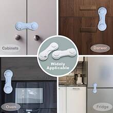 4件組白色塑膠鎖具套組－免工具簡易安裝，適用於冰箱、櫥櫃、食品儲藏室門及廚房電器，家用廚房壓式關閉鎖 - 彩色 - 查看 3