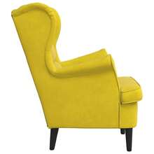 vidaXL Velvet Armchair, Mustard Yellow, 74x84x100 Cm, Seat Height 42 Cm, Weight Capacity Up To 110 Kg, Living Room Upholstered Armchair With Armrests - Yellow - View 5
