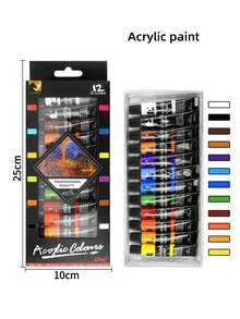 (24 Colors + 3 Brushes) Acrylic Paint Set, 12 Colors Glass/Textile Paint Set, Suitable For Beginners And Artists, Permanent Textile Paint For Clothes, Shoes, Bags, Phone Cases, Flowerpots, Etc. Applicable For Art Painting, Glass, Advertising, Fiber Arts, And Graffiti - Sets - View 12