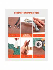 Leather Working Tools Kit 61 PCS Leather Craft Tools With Portable Canvas Storage Bag Engraving Punching Sewing Stamping Sanding Tools Ideal For Beginners DIY Enthusiasts And Professionals - Default - View 7