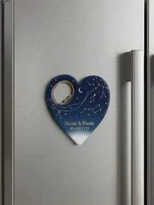 1pc Customized Heart-Shaped Magnetic Bottle Opener Fridge Magnet - Wedding Guest Souvenir, Engagement Party Commemorative Gift, Anniversary Gift, Wedding Room Fridge Decoration. - Multicolor - View 20