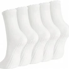 1/3/5/6/8/9/10 Paia di Calze Sportive da Donna Calcuit, Combinazione Multicolore, Costolatura Verticale, Fascia Antiscivolo, Suola in Silicone Antiscivolo, Stile Coppia, Adatte per Tutte le Stagioni, Tessuto a Maglia, Multifunzionali Casa/Fitness/Yoga/Pilates - Multicolore - Visualizzare 10