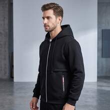 New Korean Style Slim Fit Casual Solid Color Jacket, Designed For Young Men, Fashionable Streetwear - Black - View 5