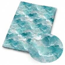 1件海岸海灘印花布料 - 59 X 19.68 英吋 (150 X 50 公分) 預裁切聚酯纖維布料，水彩貝殼與海浪圖案 - 適用於縫製、剪貼簿、桌布與手工藝 - 貝殼 - 查看 4