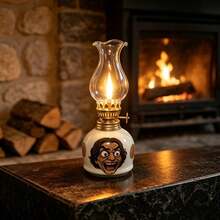 1pc Vintage Mini Ceramic Kerosene Lamp, Funny Cartoon Face Windproof Oil Lamp, Desktop Atmosphere Decor Ornament, Halloween Party Tabletop Decoration Craft - 1PC - View 7
