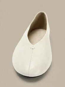 2026 Summer New Soft Sole Round Toe French Mary Jane Flat Ballet Shoes - Beige Thread - View 4