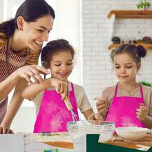 BOUBONI 8 Pcs Kids Apron Painting Aprons For Kids Art Smocks Paint Apron Bulk For Painting Classroom Activity Kitchen Crafts Party Supplies(Rose Red) - Rose Red - View 5