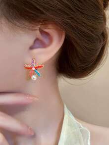 1 Pasang Anting Stud Bintang Laut Warna-warni Mutiara Imitasi Bohemian, Cocok untuk Wanita Saat Liburan di Pantai - MultiWarna - View 6