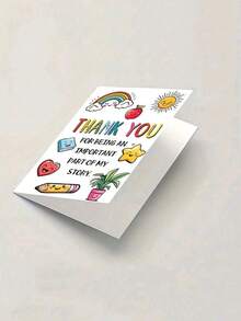 Rainbow Apple Smiling Face Cartoon Design Thank You Teacher Card With Envelope, Suitable For Kindergarten Or Daycare Center Year-End Gift - Multicolor - View 8