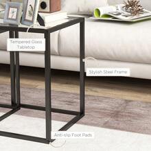 HOMCOM Nesting Tables Set Of 2, Side End Table With Tempered Glass Top And Steel Frame For Living Room, Bedroom, Black - T0001-01-8182 - View 8