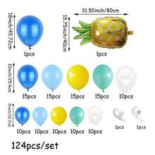 124pcs Seaside Pineapple Themed Balloon Arch Kit, Cartoon Sponge Style Balloon Party Decorations, Blue And Yellow Transparent Balloon Arch Kit, Birthday Party Decorations - View 2