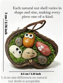 1PC Natural Smiling Seed Pod Keychain, Handmade Buddha's Coconut Pendant, Boho Forest Style Bag Charm For Purse, Unique Nature Gift For Her - Multicolor - View 10