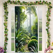 [Party Banner, Bunting_party Banners]1pc, Polyester Material, Green Forest Theme Door Frame Decoration, Indoor/Outdoor Decor, Suitable For Photography - Multicolor - View 2