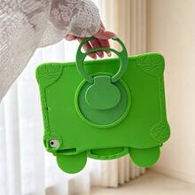 Cartoon Cute Big Eye Frog Silicone Tablet Protective Case, Compatible With IPad 7/8/9/10.2 Inch/Air3/Pro 10.5 Inch/10th Gen 10.9 Inch/A16/11th Gen 2025 Inch, Multi-Function Anti-Drop Wear-Resistant Shockproof 2-In-1 Rotatable Stand Tablet Shell - Green - View 11