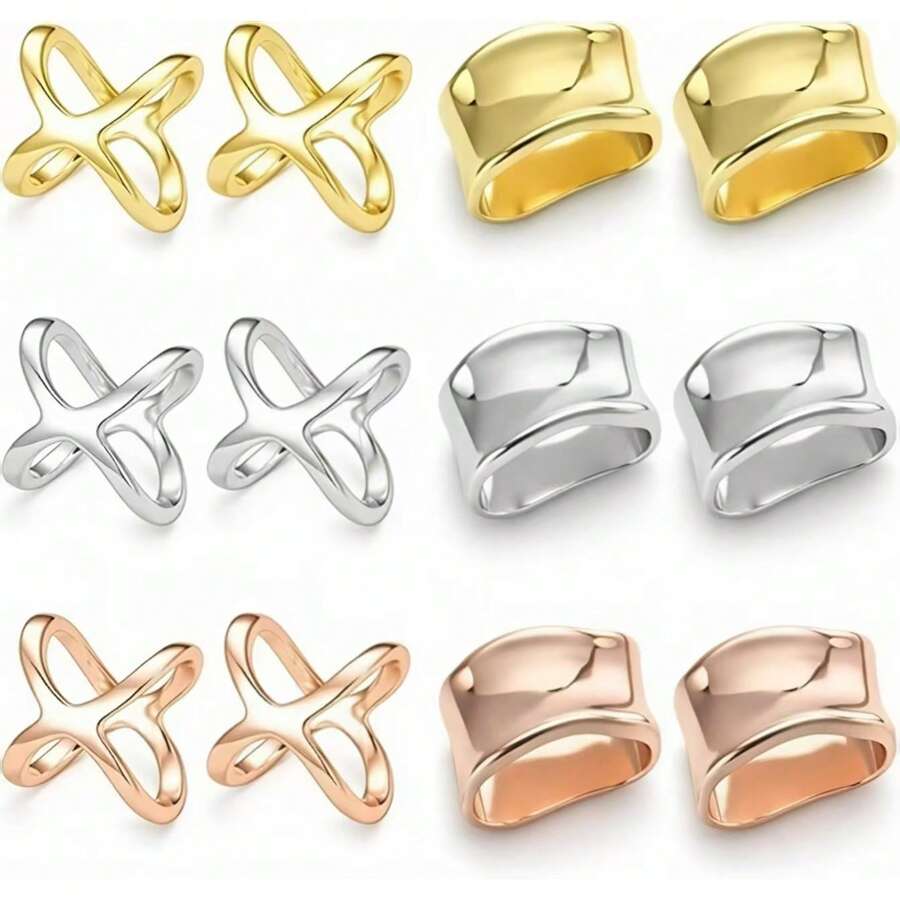 12pcs Scarf Ring Buckle Set, X-Shaped & Geometric Pattern Metal Scarf Clips, Multi-Functional Shawl Fixing Rings, Suitable For Women's Daily Decoration