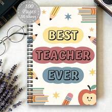 Te1pc Of An Aesthetically Thank You Notebook For Teachers, Designed As A Teaching Journal And Record Book. This Fun Notebook Includes Motivational Quotes And Office Planners, Serving As A Diary Planner For Work - One Book (50 Pages, 100 Pages) - View 4
